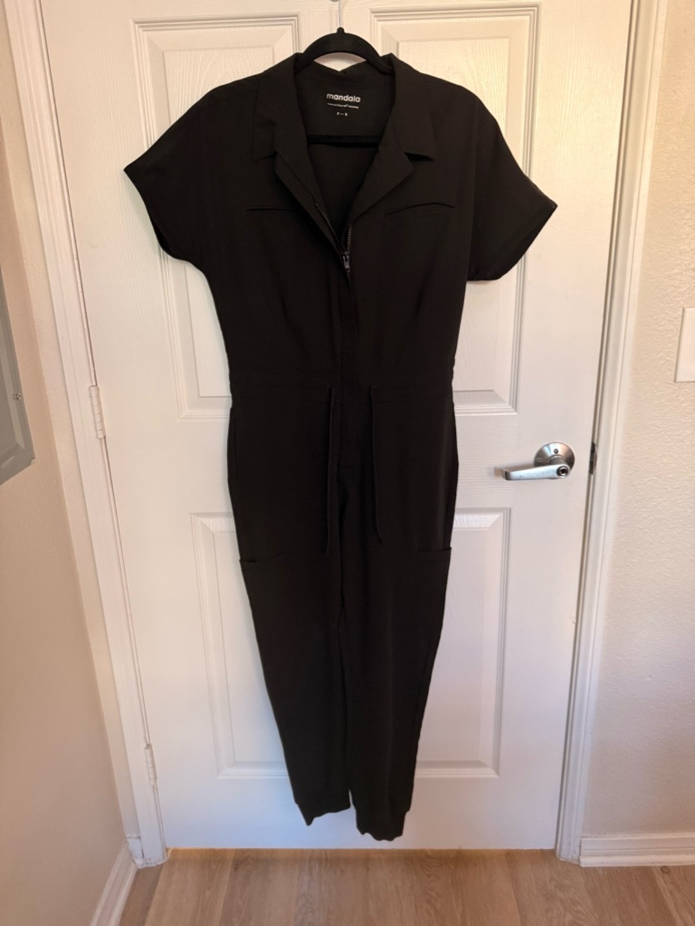 Mandala Black Short-Sleeve Ankle Jumpsuit